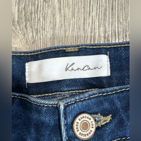 KanCan High Rise Ankle Skinny Jeans, 5/26, Dark Wash, distressed, folded raw hem - Picture 6 of 8